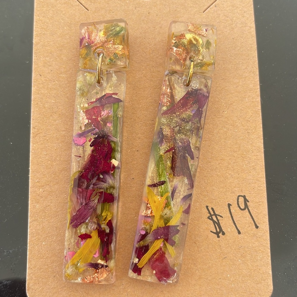 Pressed Flower Dangle Earrings